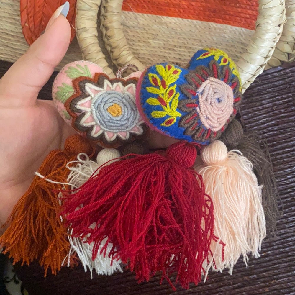 Purse with heart dangles